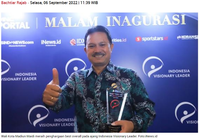 Wali Kota Madiun Maidi Raih Best Overall Indonesia Visionary Leader