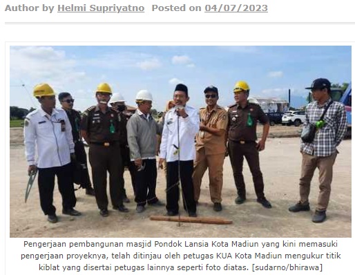 Pemkot Madiun Siapkan Pembangunan Masjid Pondok Lansia, Kemenag Tentukan Arah Kiblat