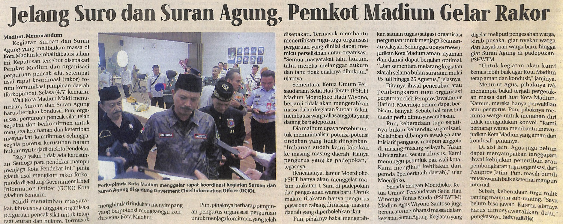 Jelang Suro dan Suran Agung, Pemkot Madiun Gelar Rakor