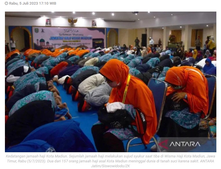 Sebanyak 155 jamaah haji Kota Madiun gelombang pertama tiba di asrama haji