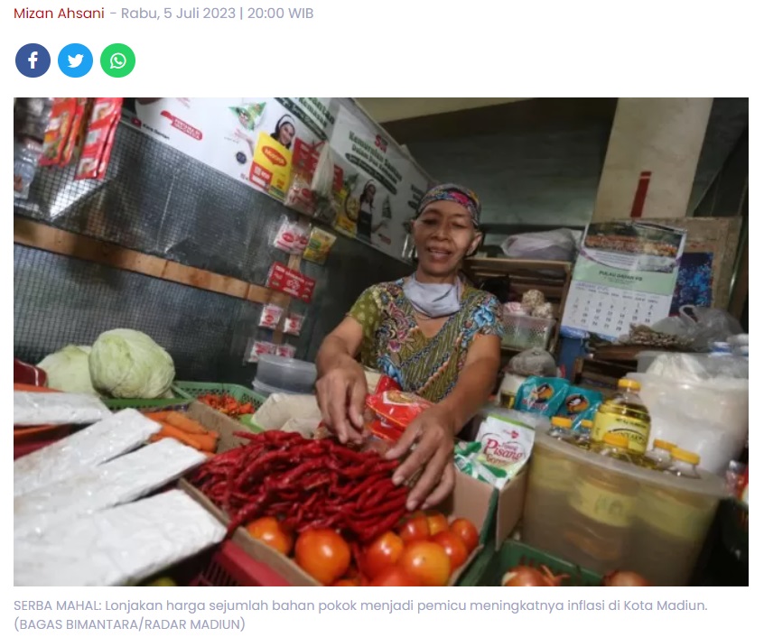 Terpengaruh Idul Adha, Inflasi Kota Madiun Naik Tipis