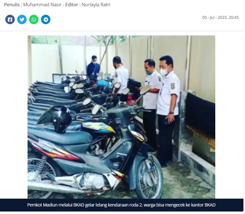 Buruan Ikut Lelang 61 Motor Milik Pemkot Madiun Mulai Rp750 Ribu, Cek Syarat dan Ketentuannya!