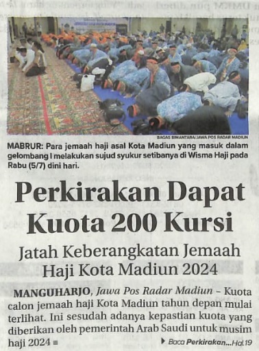 Perkirakan Dapat Kuota 200 Kursi, Jatah Keberangkatam Jemaah Haji Kota Madiun 2024