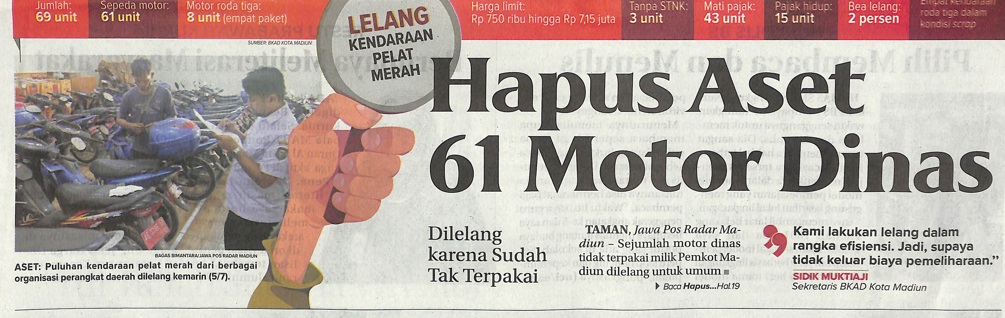 Hapus Aset 61 Motor Dinas