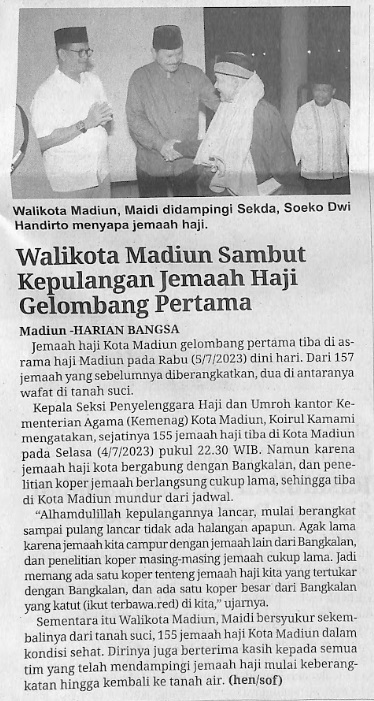 Walikota Madiun Sambut Kepulangan Jemaah Haji Gelombang Pertama