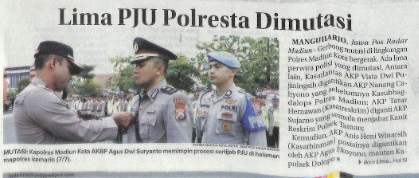 Lima PJU Polresta Dimutasi