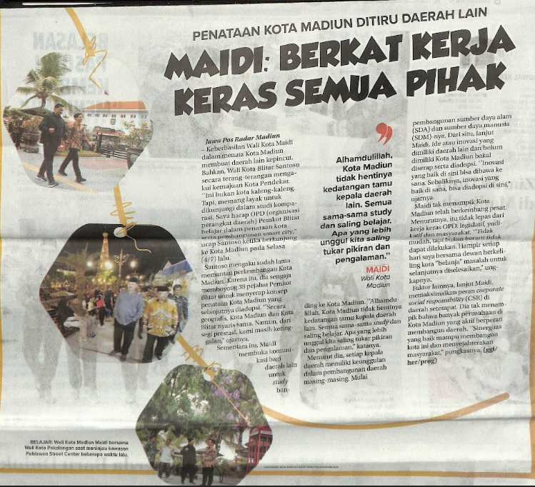 Penataan Kota Madiun Ditiru Daerah Lain, Maidi: Berkat Kerja Keras Semua Pihak