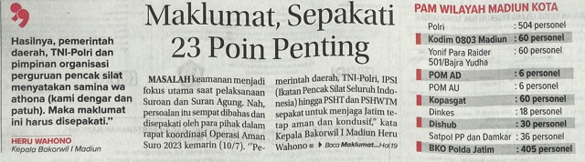 Maklumat, Sepakati 23 Poin Penting