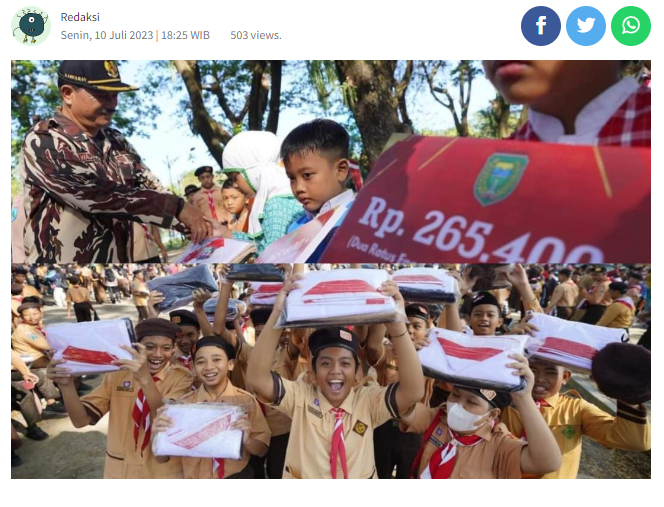 Ribuan Siswa SD-SMP di Kota Madiun Terima Seragam Gratis Plus Ongkos Jahit