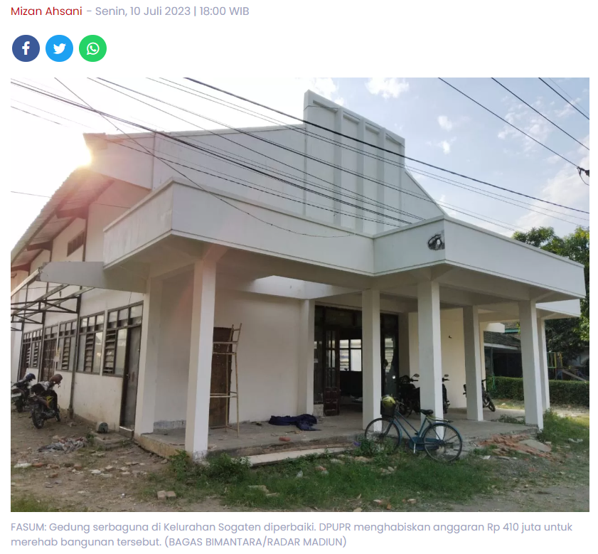 Rusak Berat, Gedung Serbaguna Sogaten Direhab