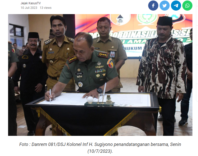 Jelang Suronan dan Suran Agung, Danrem 081/DSJ : Jadikan Madiun Raya Barometer dan Contoh yang Baik