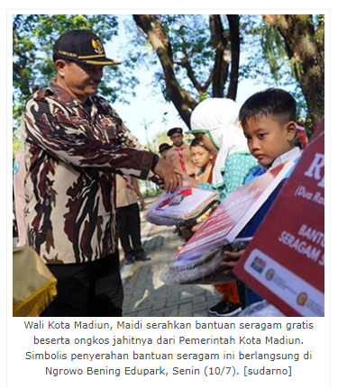 Ribuan Siswa Baru di Kota Madiun Terima Seragam Gratis Beserta Ongkos Jahit
