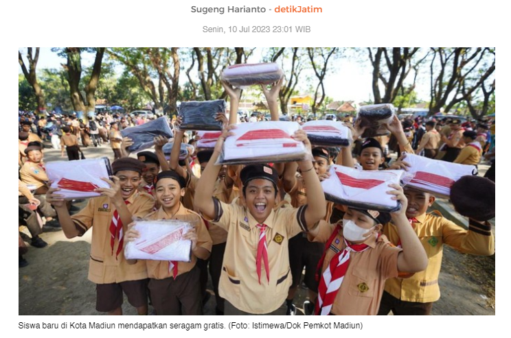 Ribuan Siswa Baru SD dan SMP di Kota Madiun Terima Seragam Gratis  Baca artikel detikjatim