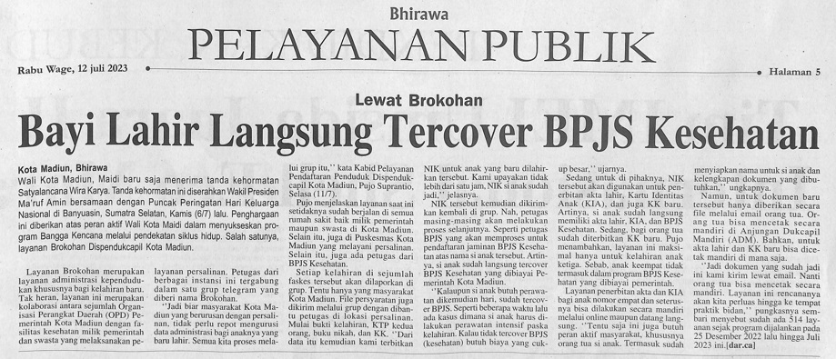 Lewat Brokohan, Bayi Lahir Langsung Tercover BPJS Kesehatan