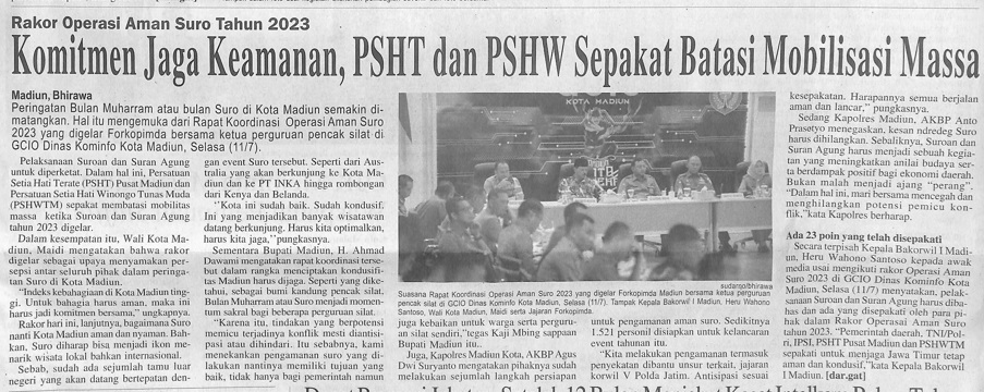 Rakor Operasi Aman Suro Tahun 2023, Komitmen Jaga Seamanan, PSHT dan PSHW Sepakat Batasi Mobilisasi Massa