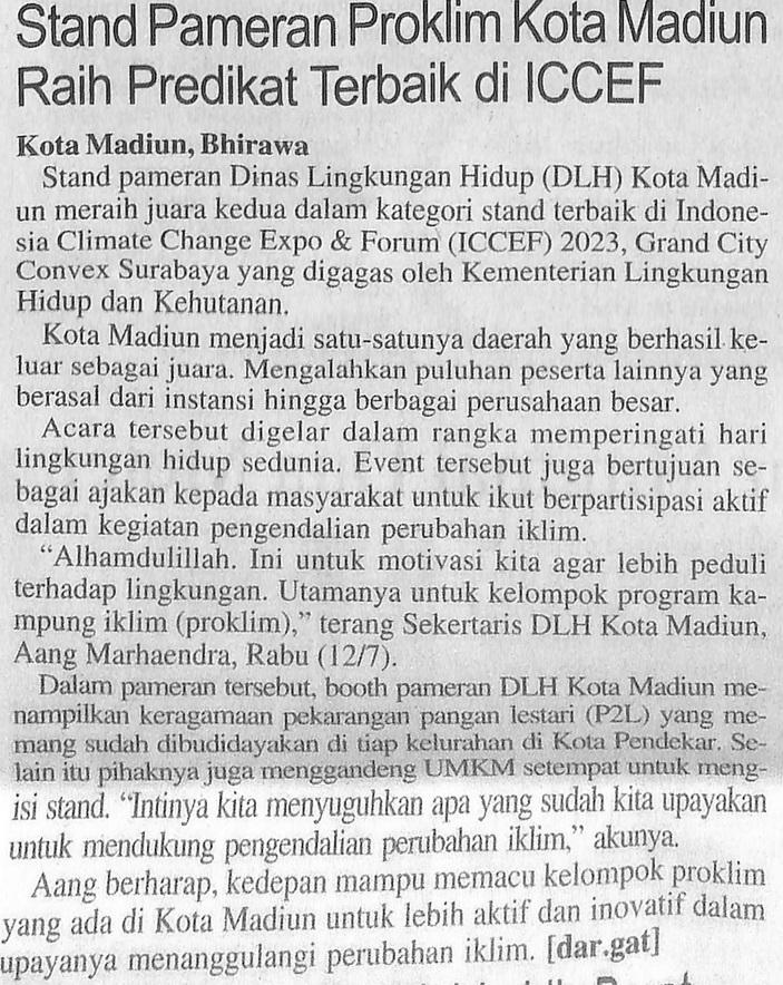 Stand Pameran Proklim Kota Madiun Raih Predikat Terbaik di ICCEF