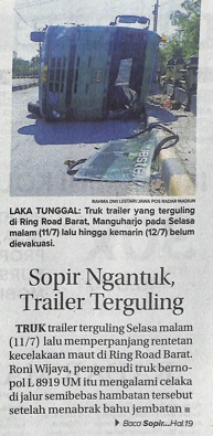 Sopir Ngantuk, Trailer Terguling