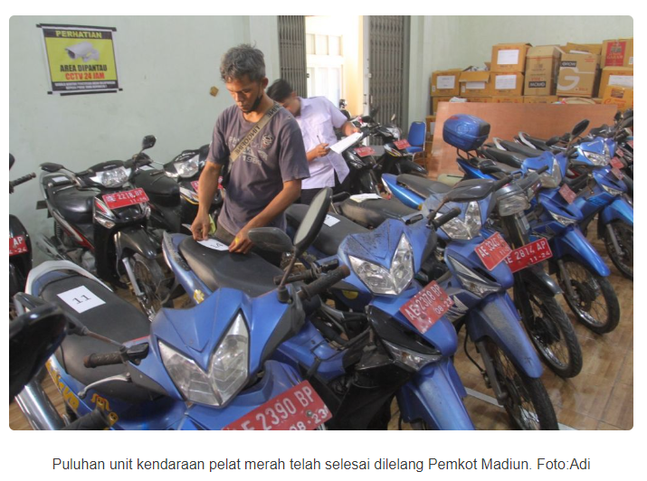 Kendaraan Lelang Pemkot Madiun Laris Manis
