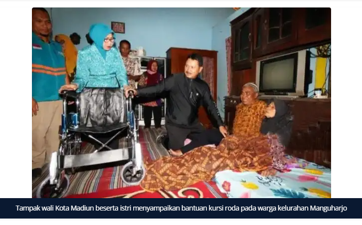 Salurkan Bantuan Kursi Roda pada Warga Manguharjo, Wali Kota Madiun: Semoga Jadi Penyemangat