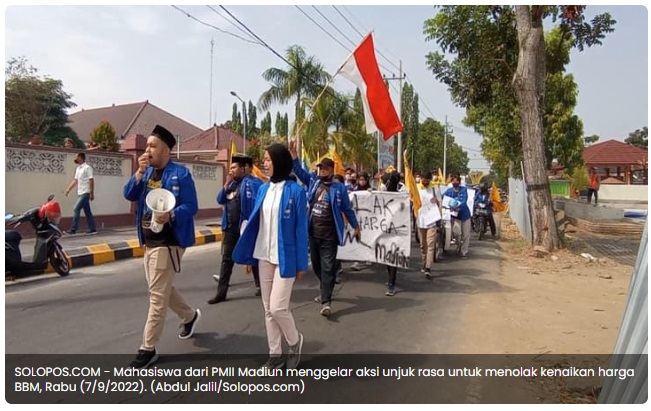 PMII Madiun Gelar Unjuk Rasa Tolak Kenaikan Harga BBM, Ini Tuntutannya