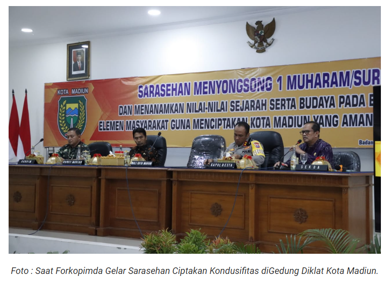 Songsong 1 Suro, Polres Madiun Kota Bersama Forkopimda Gelar Sarasehan Ciptakan Kondusifitas Kota Madiun