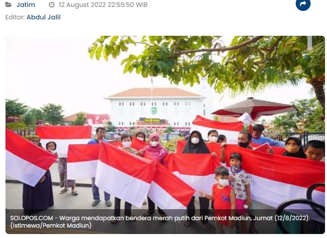 Jelang HUT Ke-77 RI, Pemkot Madiun Bagikan 5000 Bendera Merah Putih