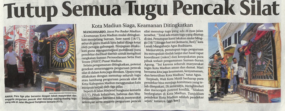 Tutup Semua Tugu Pencak Silat,Kota Madiun Siaga,Keamanan Ditingkatkan