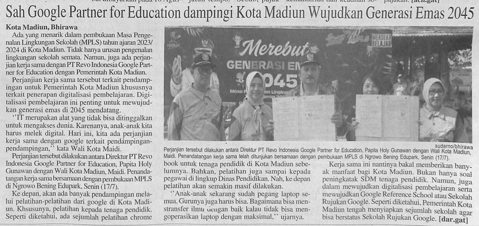 Sah Google Partner For Education Dampingi Kota Madiun Wujudkan Generasi Emas 2045