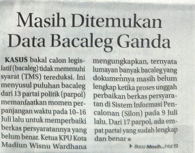 Masih Ditemukan Data Bacaleg Ganda
