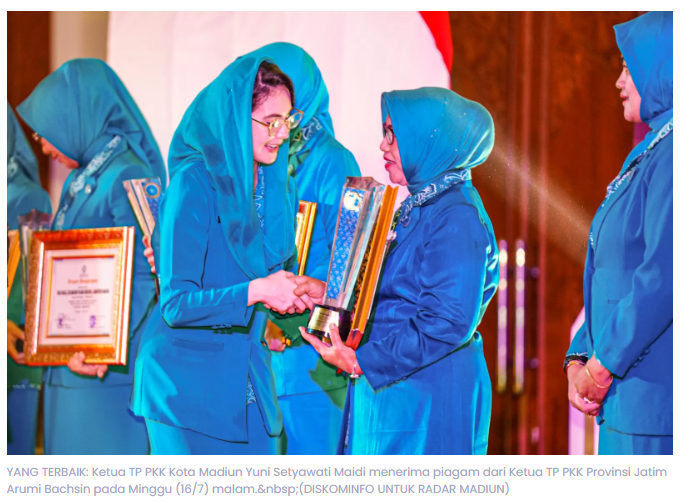 Kelurahan Manguharjo Kota Madiun Juara Pelaksana Terbaik Program PKK