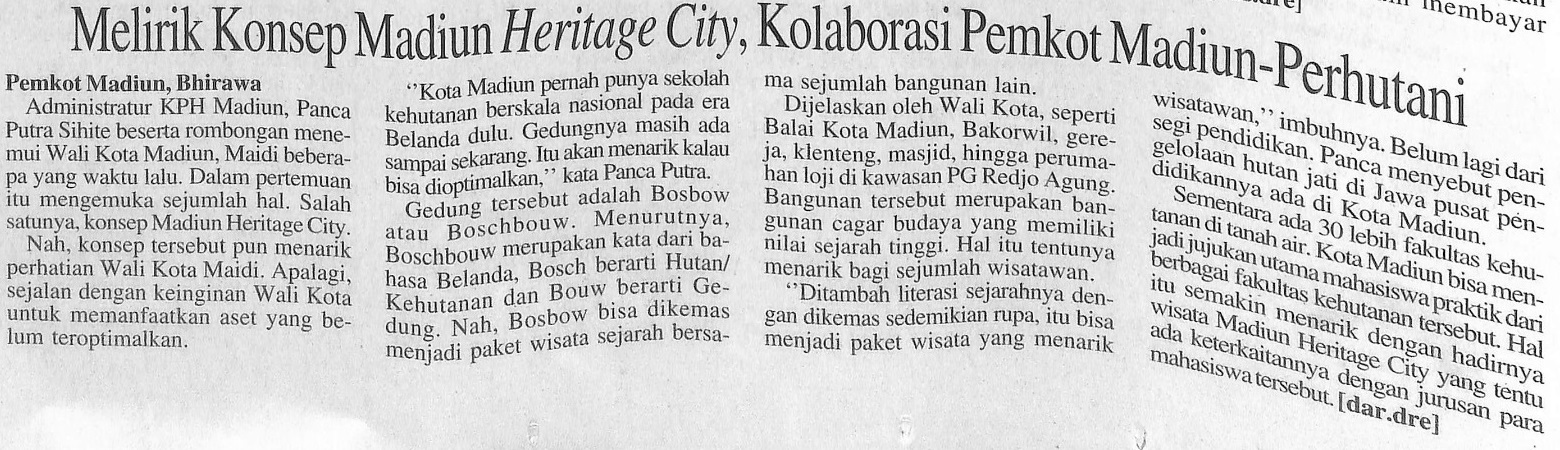 Melirik Konsep Madiun Heritage City, Kolaborasi Pemkot Madiun-Perhutani