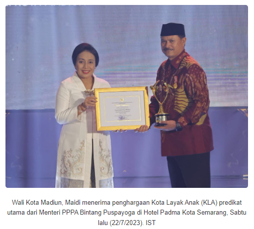 Kota Madiun Raih Predikat Utama Kota Layak Anak