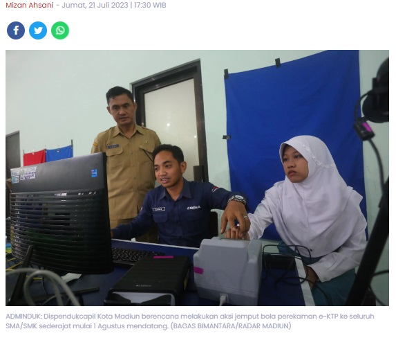 Dispendukcapil Kota Madiun Jemput Bola Rekam E-KTP 1.969 Pemilih Pemula