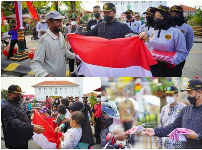 Bentuk Jiwa Patriotisme, Walikota Madiun Bagikan Bendera Kepada Warga