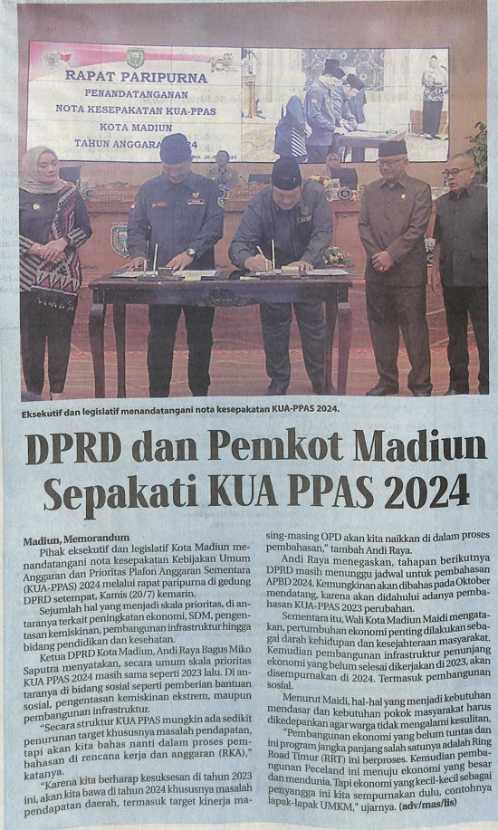 DPRD dan Pemkot Madiun Sepakati KUA PPAS 2024