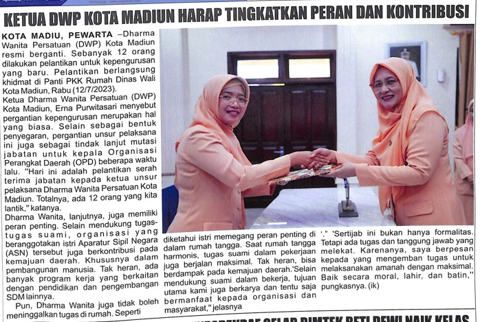 Ketua DWP Kota Madiun Harap Tingkatkan Peran Dan Kontribusi