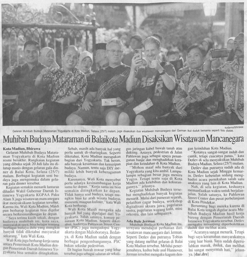 Muhibah Budaya Mataraman di Balaikota Madiun Disaksikan Wisatawan Mancanegara