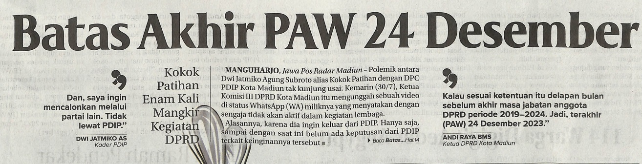 Batas Akhir PAW 24 Desember