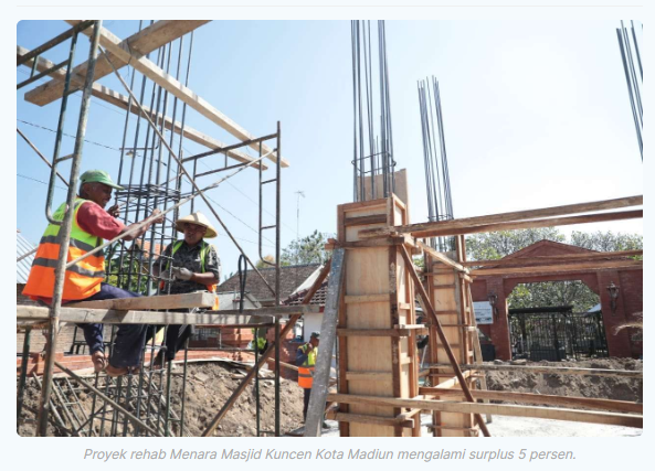 Pengerjaan Rehab Menara Masjid Kuncen Surplus