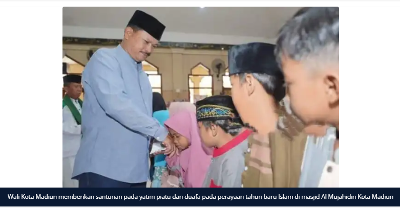 Momen Peringatan Tahun Baru Islam, Wali Kota Madiun Beri Santunan Yatim Piatu dan Duafa