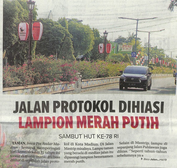 Jalan Protokol Dihiasi Lampion Merah Putih, Sambut HUT Ke-78 RI