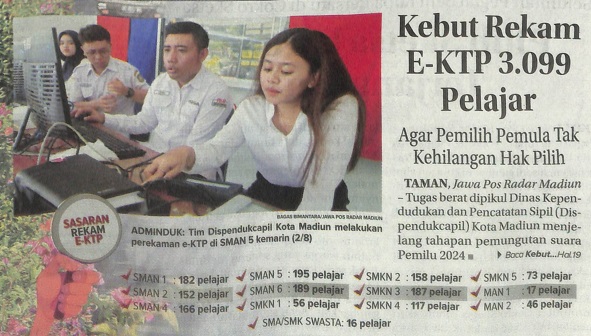 Kebutan Rekam E-KTP 3.099 Pelajar, Agar pemilih pemula Tak Kehilangan Hak Pilih