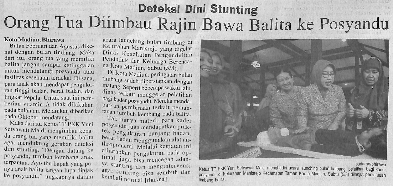Deteksi Dini Stunting, Orang Tua Diimbau Rajin Bawa Balita ke Posyandu