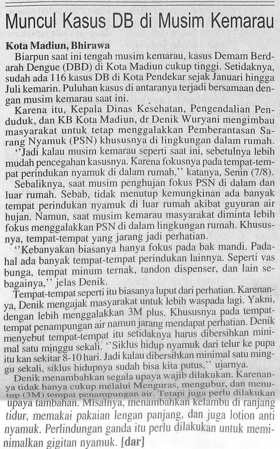 Muncul Kasus DB di Musim Kemarau