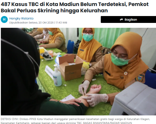 487 Kasus TBC di Kota Madiun Belum Terdeteksi, Pemkot Bakal Perluas Skrining hingga Kelurahan