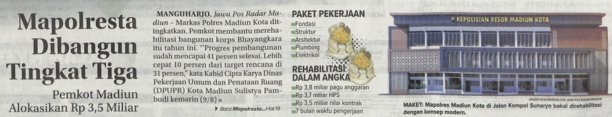 Mapolresta Dibangun Tingkat Tiga, Pemkot Madiun Alokasikan Rp 3,5 Miliar