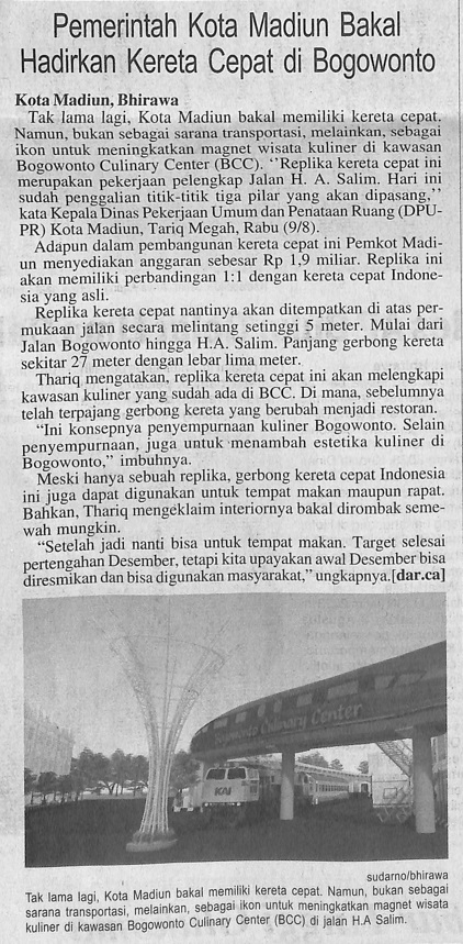 Pemerintah Kota Madiun Bakal Hadirkan Kereta Cepat di Bogowonto