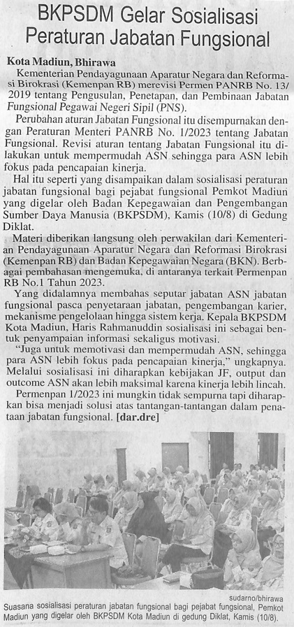 BKPSDM Gelar Sosialisasi Peraturan Jabatan Fungsional