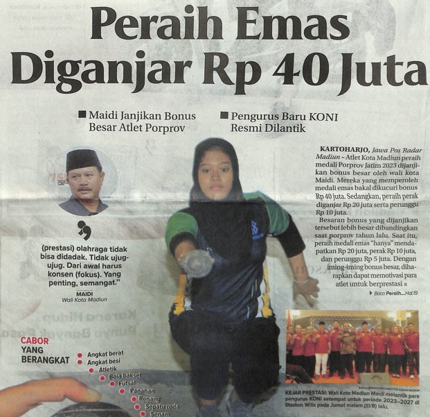 Peraih Emas Diganjar Rp 40 Juta