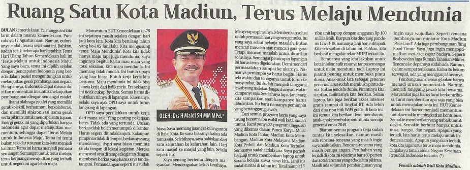 Ruang Satu Kota Madiun, Terus Melaju Mendunia